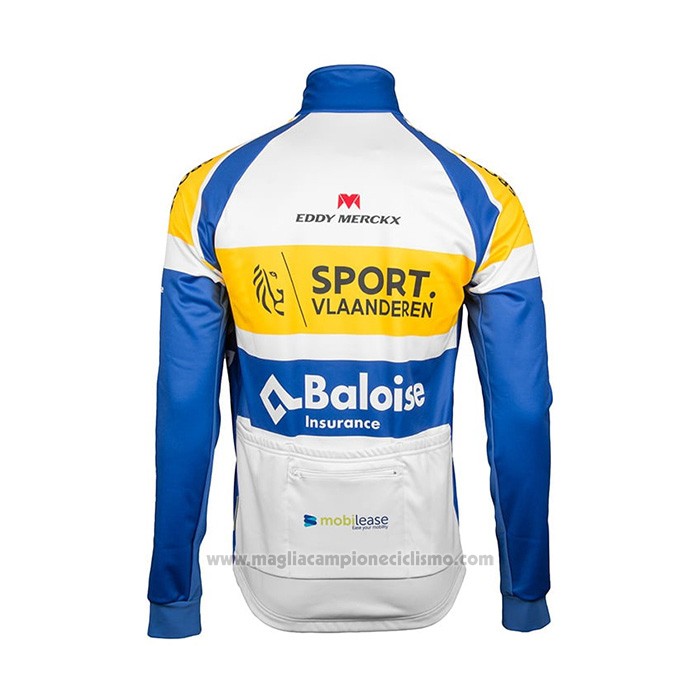2018 Abbigliamento Ciclismo Sport Vlaanderen-Baloise Blu Bianco Giallo Manica Lunga e Salopette